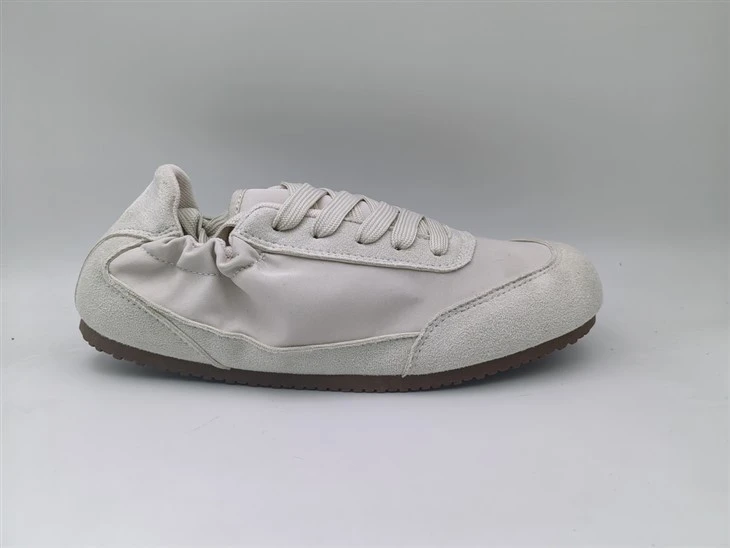 Women's Beige Lace Up Sneakers